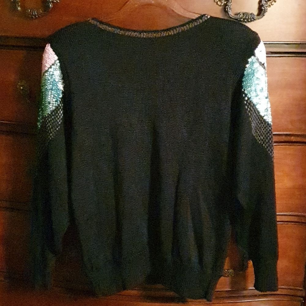 Vtg Ladies Daraknit Sequin & Beaded Sweater L - Picture 5 of 5